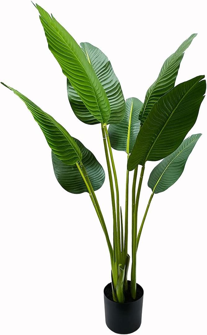 Artificial Birds of Paradise Plant Fake Banana Leaves Faux Banana Travelers Palm Tree for Home, Office, Living Room, Kitchen, Bedroom, Balcony Decor, Indoor Outdoor Perfect Housewarming Gift.