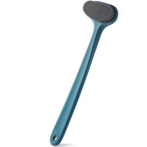 Upgraded Bath Body Brush with Comfy Bristles Long Handle Gentle Exfoliation Improve Skin's Health and Beauty Bath Shower Wet or Dry Brushing Body Brush (14 inch, Dark Blue)