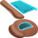 KTRIO Ergonomic Keyboard Wrist Rest, Memory Foam Mouse Pad with Wrist Rest for Computer Keyboard, Mouse Pad Set for Easy Typing & Pain Relief for Office & Home, Coffee Brown