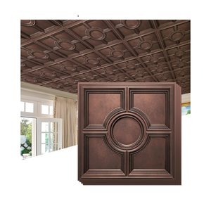 STICKGOO PVC Ceiling Tiles, Antique Copper Decorative Drop Ceiling Tiles 24 x 24in, 12-Pack Panels Cover 48 Sq. Ft