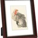 8x10 in Wood Classic Vintage Cherry Picture Frame, Ornate Gold Beaded Inner, Matted for 5x7 Photo, Tabletop or Wall Mount Display, Cherry
