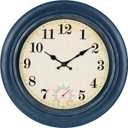 Large Outdoor Clocks Waterproof with Thermometer Combo Rustic Coastal Wall Clock Decor for Patio Pool Bathroom (18 Inch,Blue)