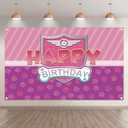 Yriujul 84x60inch Pink Dog Paw Logo Birthday Backdrop for Boy Girls Cartoon Party Decorations Photography Background Photo Banner Booth Props