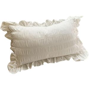 Ruffles Pillow Covers Body Pillow Cover Embroidered Pillow Boho Chic Decor White Ruffle Pillow Shams for Dormitory Bedroom Student Pure Color (48x74cm/18.9x29.1in)