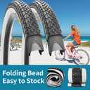 2 Pack 26" x 2.125" Inch Beach Cruiser Bike Tires with or Without Tire Levers Folding Bicycle Comfortable Replacement Tires Black Wall/White Side Wall with or Without Inner Tubes