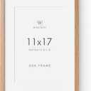 11x17 Oak Picture Frame, Solid Oak 11x17 Poster Frame with Mat to 8x12(Openning Size is 7.5x11.5), Natural Wood 17x11 Frames for Wall, Set of 1