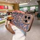 for iPhone 11 Pro Max Case, [Brown Leather Leopard Cheetah Print] [Full-Body Protection] [with Drop-Proof Wrist Strap Lanyard] Soft TPU, Shockproof and Anti-Shock, Suitable for Women & Girls