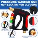 DUSICHIN DUS-220 Short Wand High Pressure Washer Handle Gun 3000 PSI Max 5 Pressure Power Washer Nozzles Tips Black