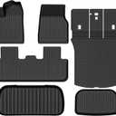 All Weather Floor Mats for 2025 2026 Tesla Model Y Juniper Cargo Mat with Backrest Mat & Front Trunk Liner & Rear Cargo Mat Accessories Odorless Floor Mats