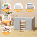 LeArex Clothes Storage Bins with Metal Frame Foldable Storage Box Clothes Organizers Storage Containers for Clothes Sheets Blankets Books Toys Gifts and Holiday Decorations, Pack of 3 Light Gray 100L(23.6''X16.5"X15.7")