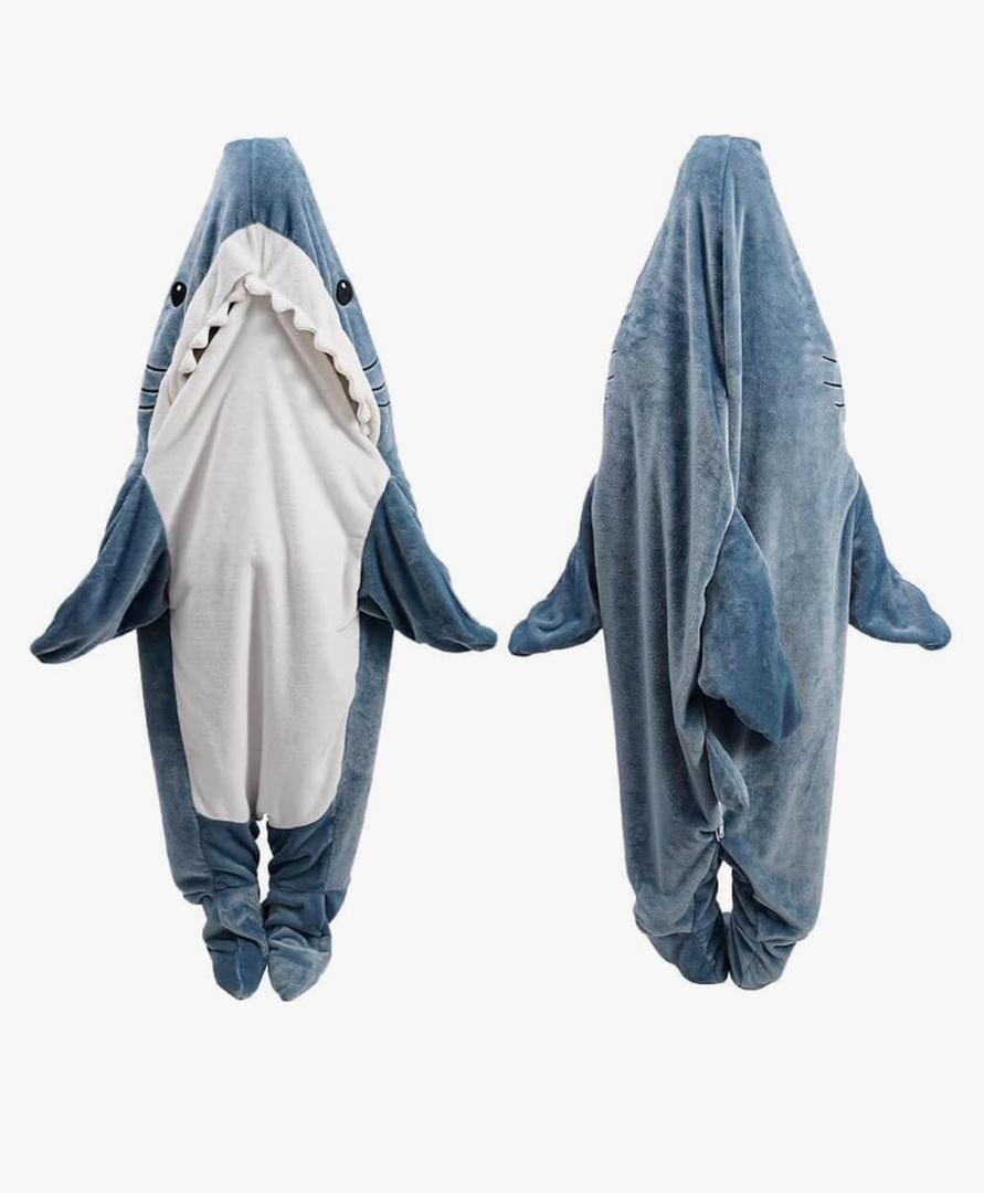 No Brand Shark Blanket Hoodie Onesie for Adult & Kid, Wearable Shark Sleeping Bag, Soft Cozy Onesie Costume XL