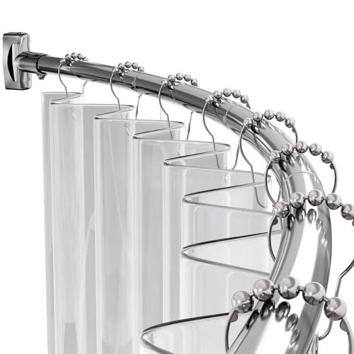 AmazerBath 20-84 Inches Arched Curved Shower Curtain Rod, Heavy Duty Shower Rod Rust Proof Bathroom Curtain Rod, Adjustable Telescoping Design Easy Segmented Installation, Need to Drill, Chrome