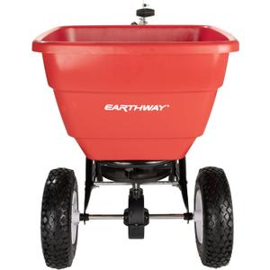 EarthWay Products T150 150lb Towable Broadcast Fertilizer Spreader, Seed Spreader, Pull Behind Aerator/Seeder for Garden Tractor, Easy Flow Control, Adjustable, Non-Skid Tires