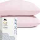 Mayfair Linen 100% Organic Cotton Percale Pillow Cases Standard/Queen Size Set of 2 - Percale Pillowcases Standard/Queen, Soft Cooling Pillow Cases for Sleeping, Cotton Pillowcovers - Blush