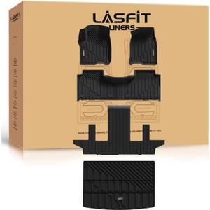 LASFIT Floor Mats & Cargo Liner 2021-2026 & Only 7 Seats (Not for 8/9 Seats) for Chevy Suburban/GMC Yukon XL(Only Yukon XL, Not Fit Yukon)/Cadillac Escalade ESV(Only Escalade ESV, Not Fit Escalade)