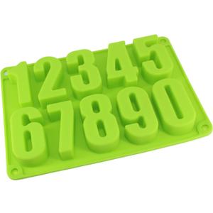 Large Silicone Number Mold 0-9 Chocolate Cake Biscuit Jewelry Gummy Baking Pan Soft and Easy to Release Crayon Handmade Soap Mold Ice Tray Mold Green (Green)