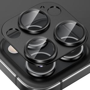 Tensea for iPhone 16 Pro/iPhone 16 Pro Max/iPhone 15 Pro/iPhone 15 Pro Max Camera Lens Protector, Metal Aluminum Alloy Tempered Glass Cover Camera Screen Protector Accessories, Case Friendly (Black Titanium)
