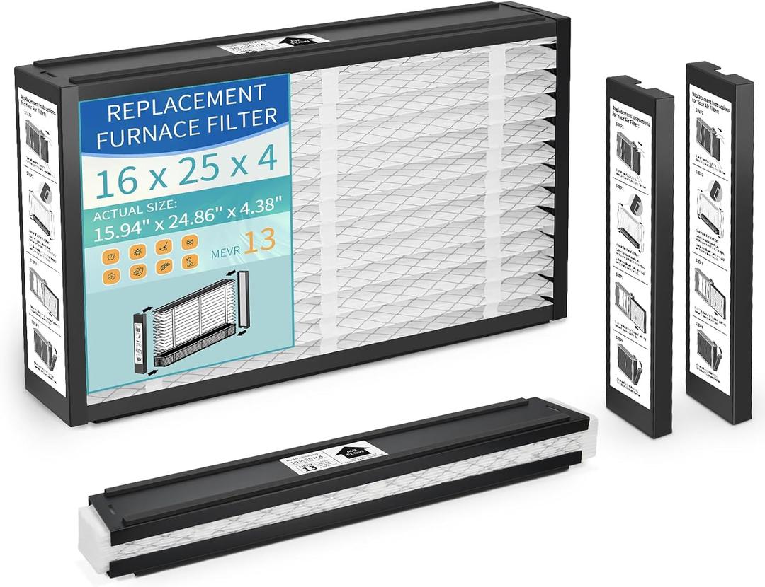 2-Pack 16x25x4 Replacement Air Filter for Honeywell FC100A1029 MERV 13 Allergy & Dust Defense, Pleated HVAC AC Furnace Filters(Actual Size: 15.94 x 24.86 x 4.38 Inches)