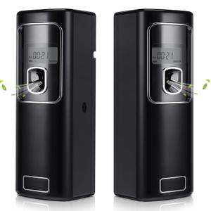 Rossesay 2 Pcs Automatic Air Freshener Spray Dispenser with Screen LCD Perfume Dispenser Wall Mount/Standing Capacity for Bathroom Hotel Office Commercial Place (Black)