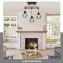 3-Lights Farmhouse Dining Room Pendant Light Fixtures Over Table, Rustic Solid Wood Kitchen Island Lighting Hanging with Metal Shades, Modern Black Ceiling Pendant Lamp for Living Room Hallway