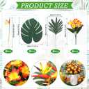 Hotop 8 Set/ 32 Pcs Artificial Tropical Flower Bouquets Bulk for Hawaii Centerpieces Bird of Paradise Lily Bouquet Permanent Flower Tropical Plant Party Office Home Decor (Sunset Red)