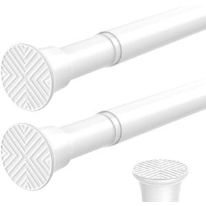 2PCS White Spring Curtain Rods for Windows 23 to 46 Inch, Adjustable Extendable Pressure Tension Curtain Rods No Drilling, Small Tension Rod for Doorway Bedroom Closet Door Kitchen