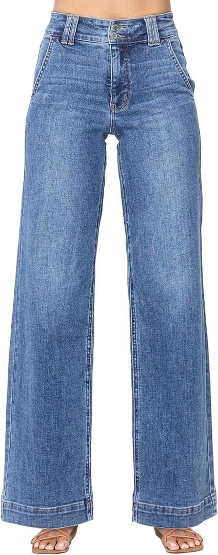 Astylish Women's High Waisted Wide Leg Straight Jeans (6)