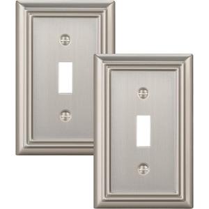 DEWENWILS Single Toggle Wall Plates, Brushed Nickel Metal Light Switch Cover Plates, 4.92" x 3.14" Outlet Wall Plates, Switch Plate Covers for Home Decor, 2 Pack