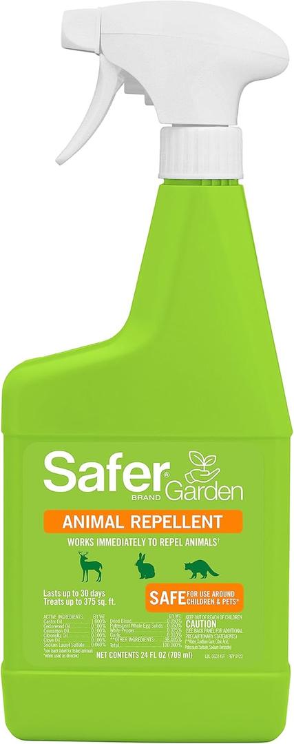 Safer Brand Garden SG3145 Animal Repellent Ready-to-Use Spray  Dual-Action Formula Repels Birds, Cats, Deer, Dogs, Groundhogs, Rabbits, Raccoons, Skunks & Squirrels  Protects up to 375 Sq Ft