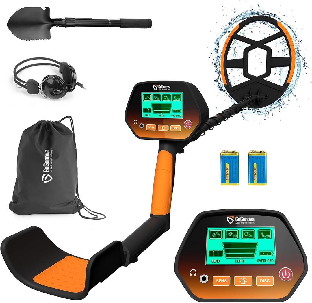 Metal Detector for Adults & Kids, GoGonova Kids Metal Detector, Waterproof Metal Detectors with High Accuracy Lightweight 8" Search Coil, All Metal & Disc Modes for Junior & Youth Gold Detector (Orange)