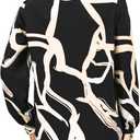 Avanova Women V Neck Long Sleeve Tops Casual Work Blouses Shirts Black Beige Medium (Black, M)