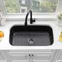 31 Inch Black Undermount Sink Stainless Steel-Bokaiya 31x18 Kitchen Sink Undermount Black Stainless Steel Sink 16 Gauge Single Bowl Kitchen Sink with Dish Grid