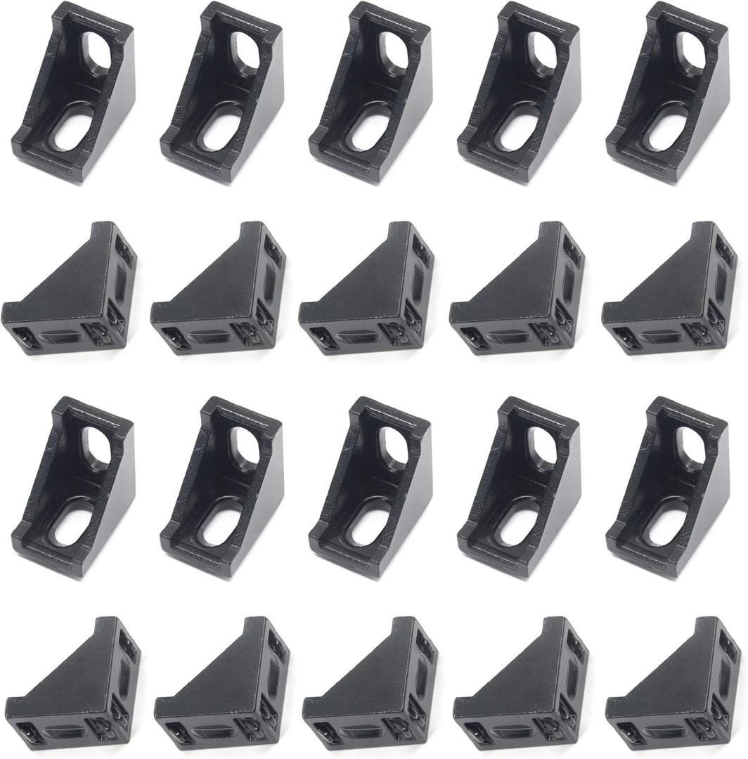 2 x Zeberoxyz 20PCS 2028 Corner Bracket Black Right Angle 20Series 2 Hole Aluminum Brackets for Slot 6mm Aluminum Extrusion Profile Accessories (20pcs Black)