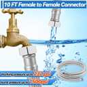 Short Garden Hose, 10ft x 5/8" ID Leader Hose with 3/4 GHT Female to Female Brass Connector, 304 Stainless Steel Heavy-Duty Water Hose for Garden Watering Car Pet Cleaning (OD 15/16")
