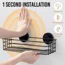 LEVERLOC Shower Caddy Suction Cup, 3 Pack Heavy Duty Bathroom Organizer for Inside Shower with Hooks & Soap Holder, Removable Bathroom Organizer, Rustproof Black Holder Storage Black