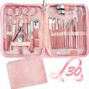 Manicure Set 30 in 1 Nail Clipper set, REDFLOW nail clippers, fingernail & toenail clippers, Manicure Tools, pedicure tools, Suitable for Travel Manicure Kit, Nail Set Kit With Everything Profe (Pink)
