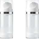 2 Pack 50ml 1.7oz Clear Airless Pump Bottles Refillable Travel-Sized Cosmetic Containers for Lotion Cream Serum Leakproof Vacuum Dispenser Bottles for Toiletries Makeup