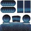 Galaxy Party Supplies Serves 24 Starry Night Party Paper Plates Napkins Space Theme Tablecloth Set Tableware Kit for Kids Birthday Party Baby Shower Dec