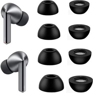 Memory Foam Ear Tips Compatible with Samsung Galaxy Buds 4 Pro, Foam Ear Buds Noise Cancelling Ear Cap Ear Plug Eartips, S M L XL 4 Size 4 Pairs,Black 8054pb