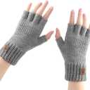 Fauson Fingerless Gloves for Women - 4 Piars Winter Gloves Men Warm Knit Cold Weather, Half Finger Glove for Winter Gifts