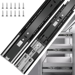 10 inch Drawer Slides 6 Pairs (12pcs) Soft Close 3 fold Full Extension Side Mount Cabinet Drawer Glides 10" Black Cabinet Rails for Dresser, Cabinet, Kitchen 100 LB Capacity