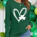 St Patricks Day Shirt Women Lucky Shmrock Shirts Cute Saint Patricks Day Green Clover Long Sleeve Blouse Tops (Large)