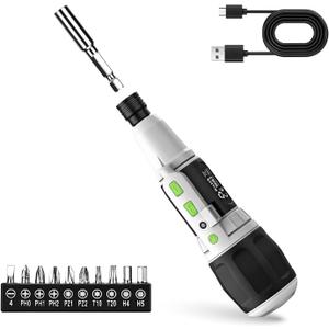 Electric Screwdriver Cordless Power Screwdrivers Set Tool Kit Torque Settings LED Work Light Rechargeable for Furniture Bike Repair Tool (With 10 Bits)