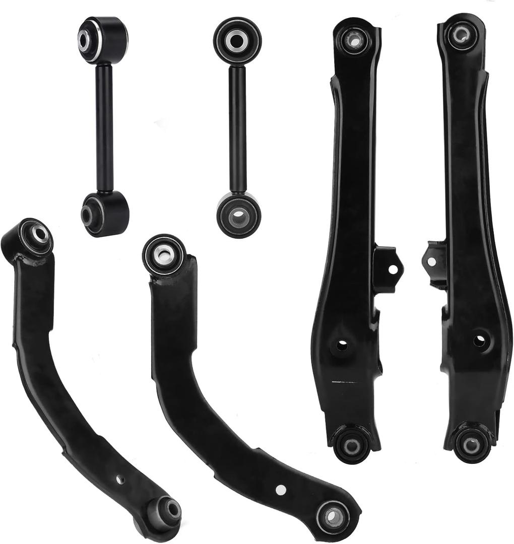 4Pcs Rear Upper Lateral & Lower Control Arms + Lower Rearward Lateral Toe Arms Replacement Suspension Kit for 2007-2012 Dodge Caliber, 2007-2017 Jeep Compass/Patriot (6pc)