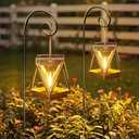 KOOPER Solar Lanterns Outdoor Waterproof - Upgraded Metal Hanging Solar Lights Outdoor Lanterns Decorative, Bright Bronze Hanging Lantern Outdoor for Yard Patio Table Pathway Garden Decor 2 Pack