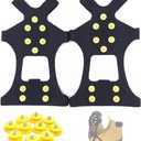 Aerexier Ice Cleats Snow Grips - Anti-Slip Crampons Traction Cleats Ice & Snow Grippers 10 Steel Studs for Women Men Kids’ Shoes and Boots (Extra 10 Studs) (Small [Women(5-7)/ Men(3-5)])