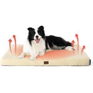 Bedsure Self Warming Dog Beds Large Sized Dog - Comfy Puppy Beds with Removable Washable Cover, Orthopedic Egg Crate Foam Pet Mat, Suitable for Pet Up to 65 lbs (Non Electric) (36"L x 27"W x 3"Th, Ashen Cream-Self Warming Version)