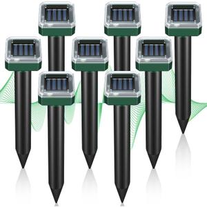 Mole Repellent Solar Powered, Ultrasonic Repeller, Waterproof Sonic Spikes Gopher Vole Groundhog Snake Chipmunk Mole Deterrent Get Rid of Moles in Your Yard (8pack)
