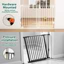Miumoon 29-45" No Bottom Bar Baby Gate for Stairs, 2-in-1 Auto Close Dog Gate Indoor with Large Walk Thru Door, Hardware Mount Pet Gate for Top and Bottom Stairs (White, 26.5-43" W x 29" H)