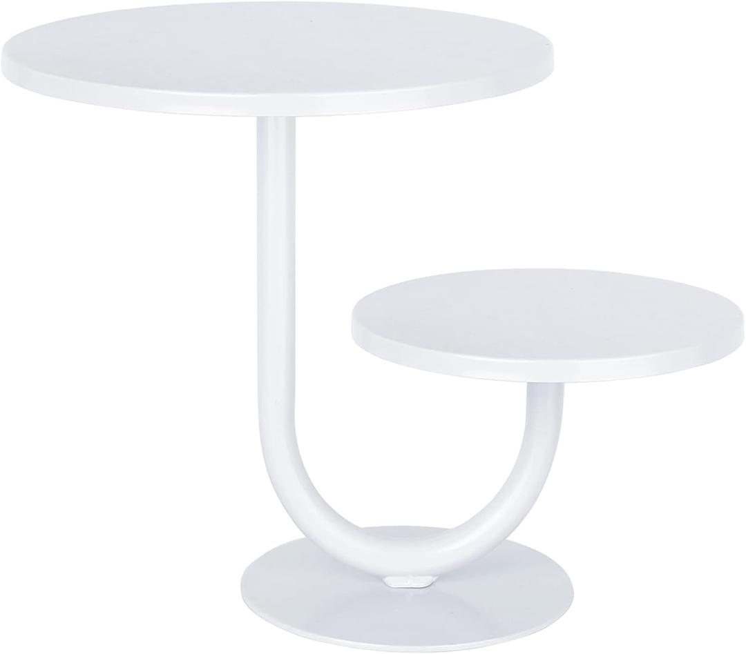 2 Tier Cake Stand, Metal Cupcake Stand Dessert Display Trays of 10/8 Inch, Tall Cake Stand for Wedding, Baby Shower, Home Decor, Throw Events and Parties (White)